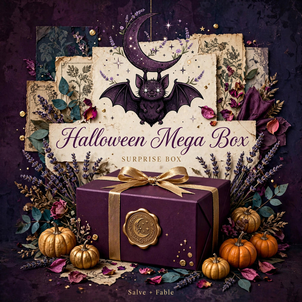 Halloween Mega Box surprise box with storybook bat artwork — Salve + Fable